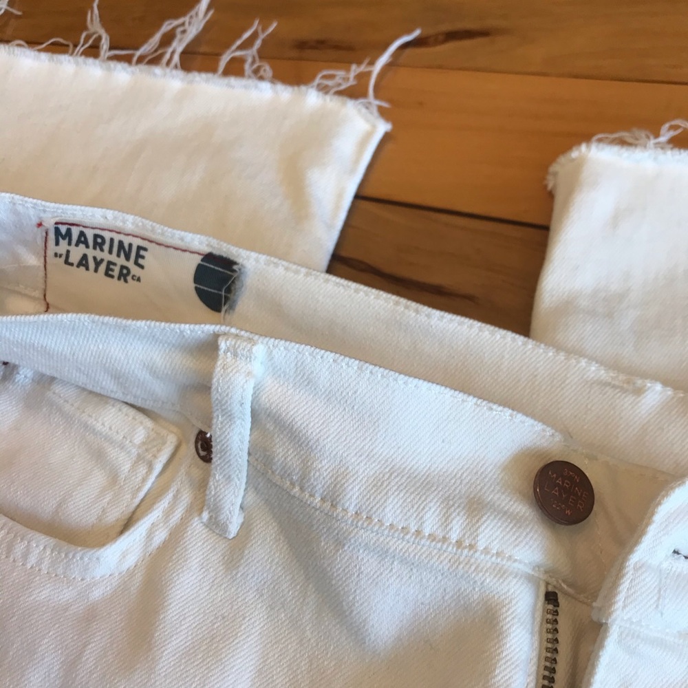 Marine Layer Crop Flare White Denim Jeans 30 - Picture 5 of 6